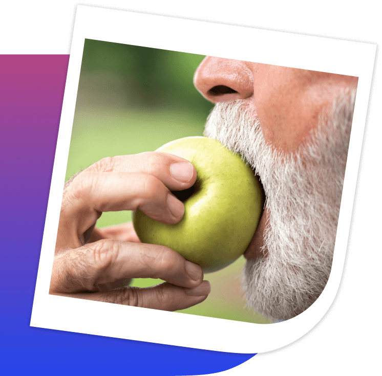 man eating apple