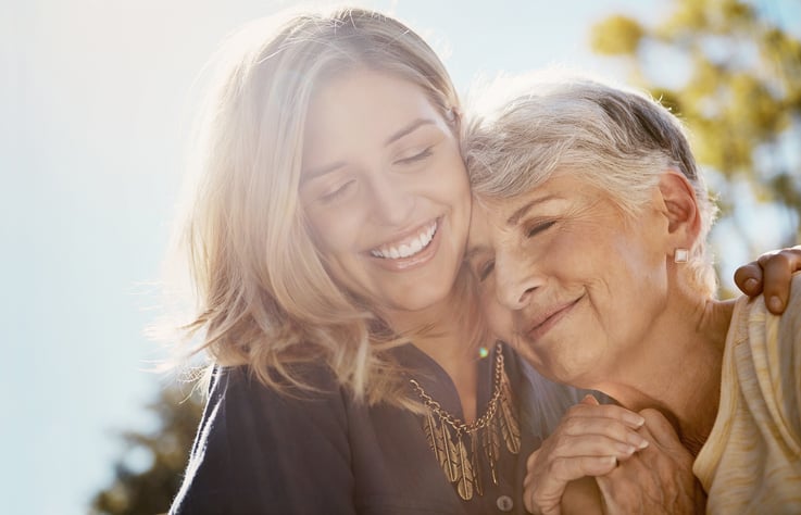 Shot of a happy senior woman spending quality time with her daughter outdoors